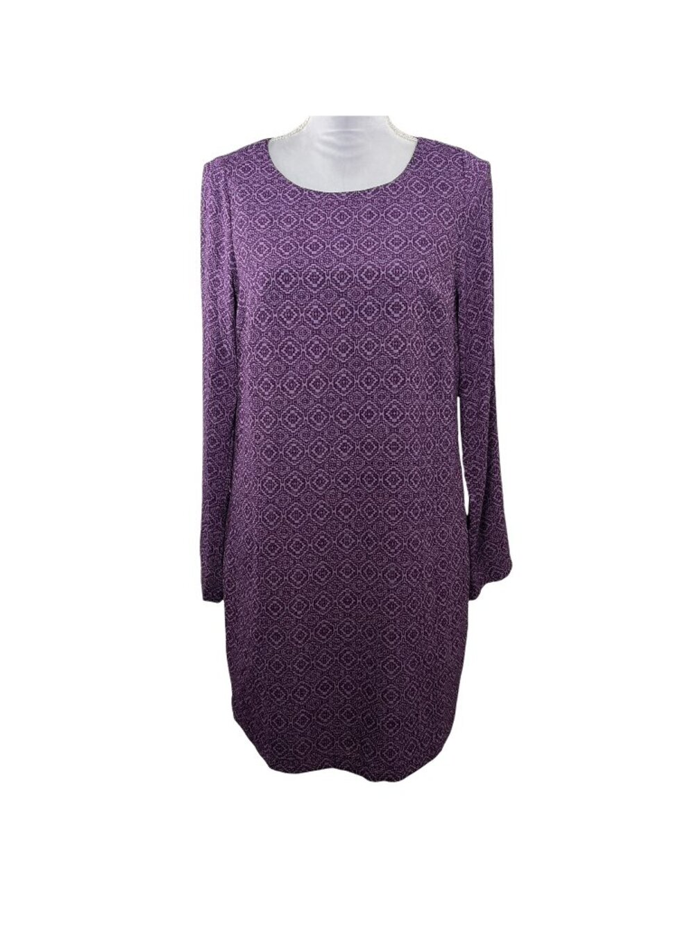 Prana Cece Dress Small Purple Print Long Sleeve Boho Shift Tunic Mini Dress